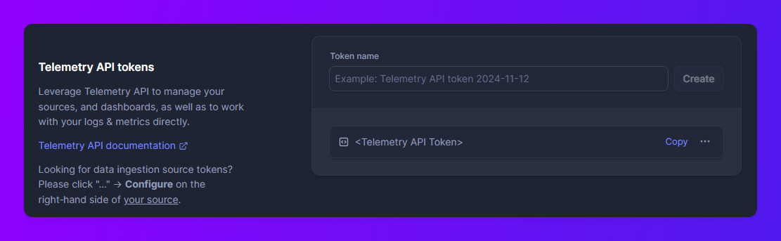 Telemetry API Token
