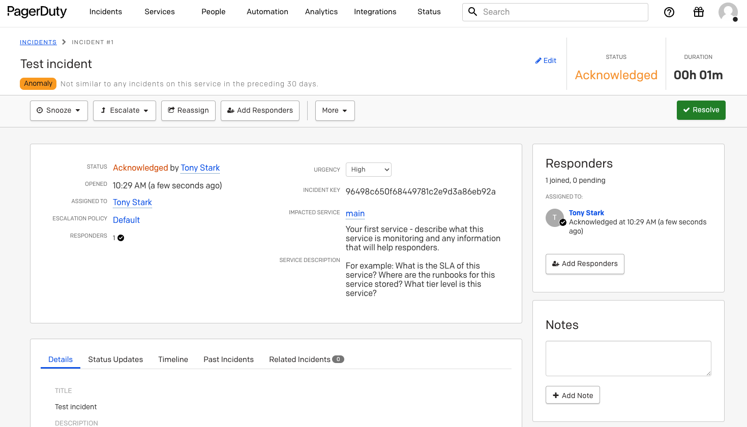 Pagerduty incident