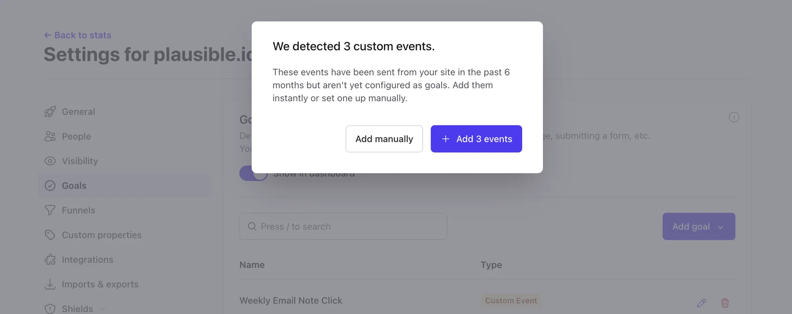Add all existing events with a single click