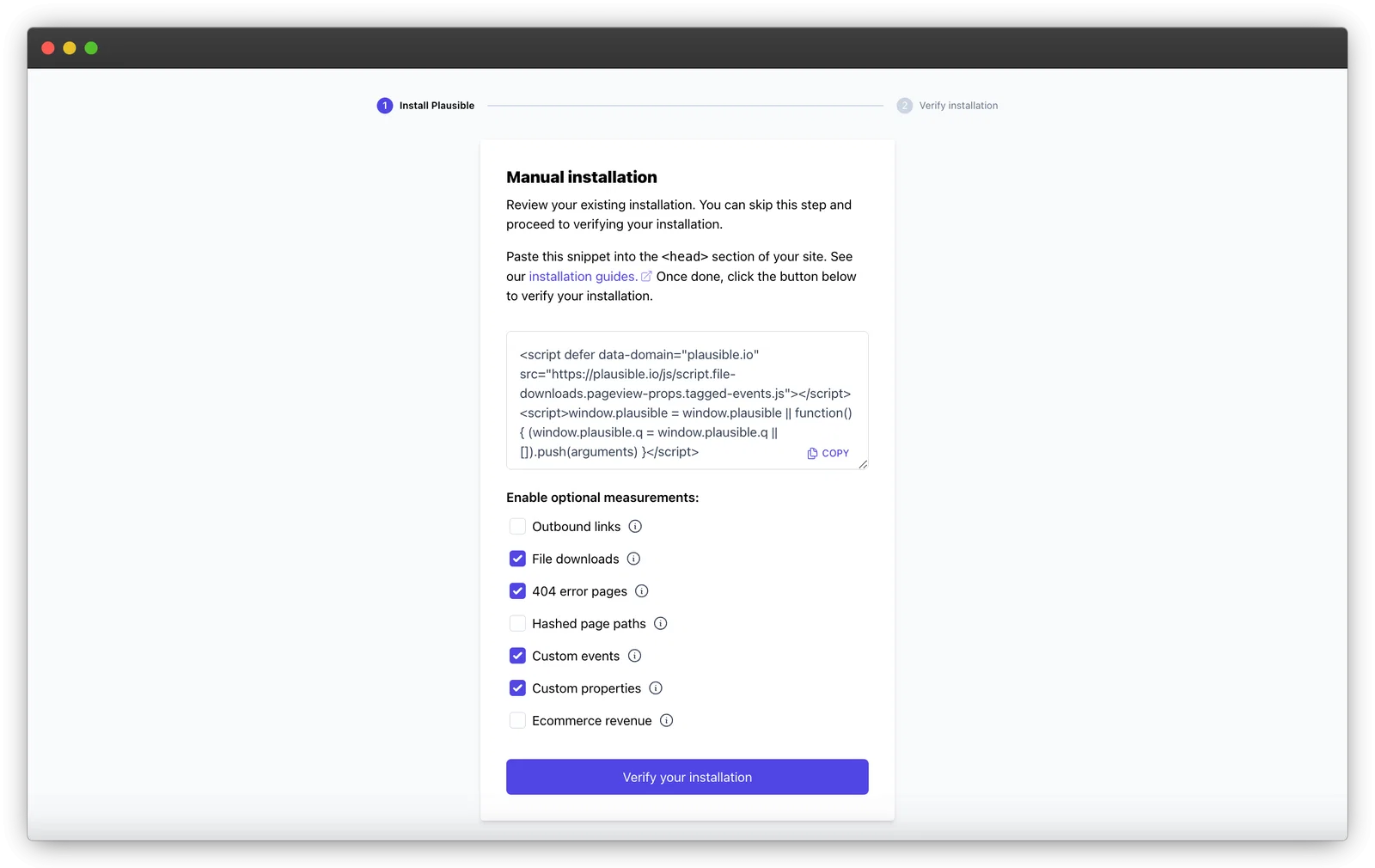Setting up enhanced measurements in Plausible with a simple checklist
