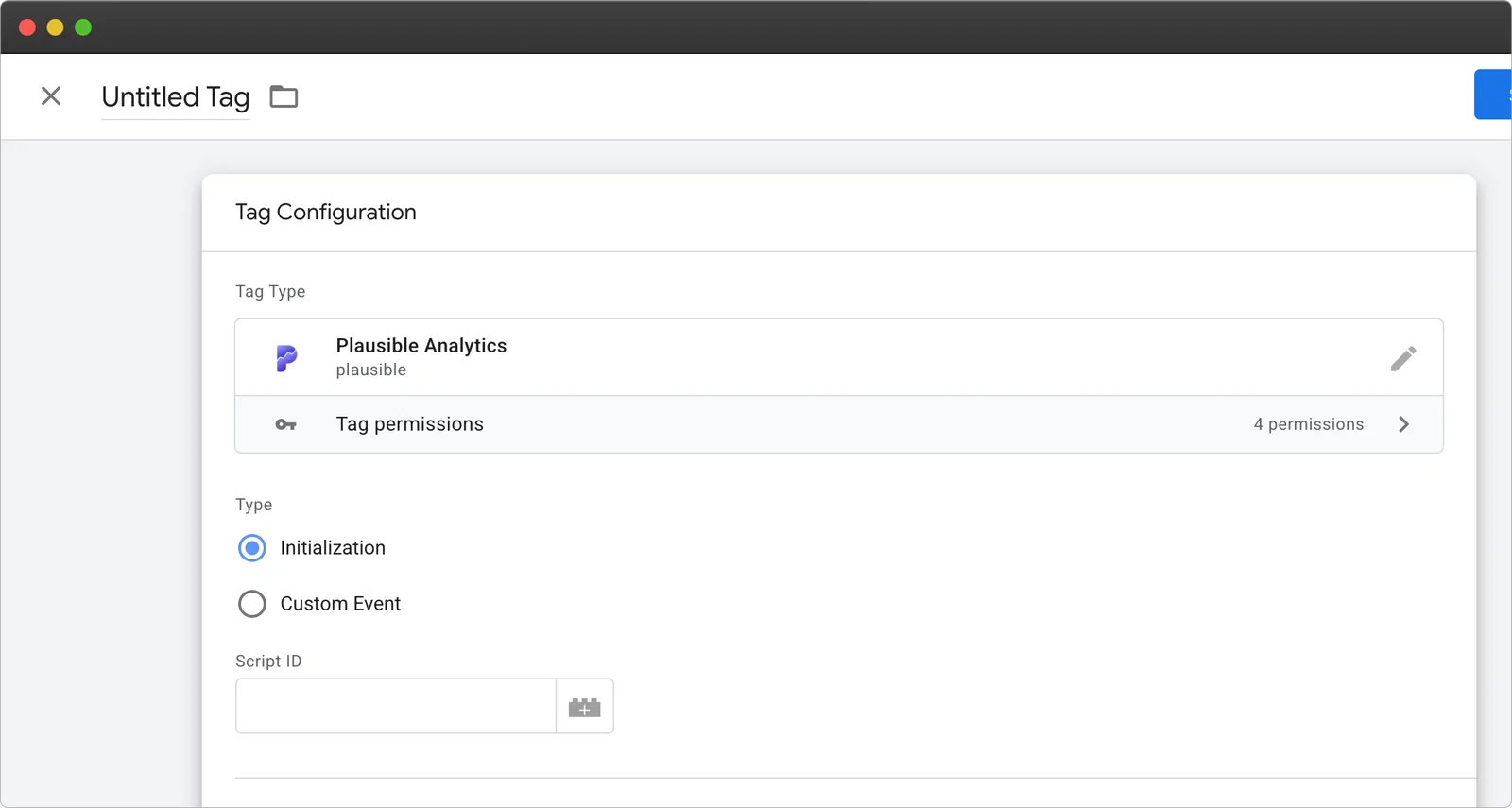 plausible gtm tag basic settings