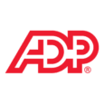 Red ADP logo with bold, overlapping letters on a transparent background.