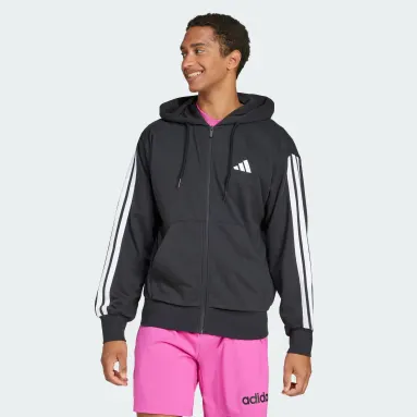 Essentials 3-Stripes French Terry Full-Zip Hoodie