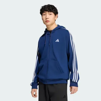 Sweat-shirt à capuche zip intégral French terry 3 bandes Essentials
